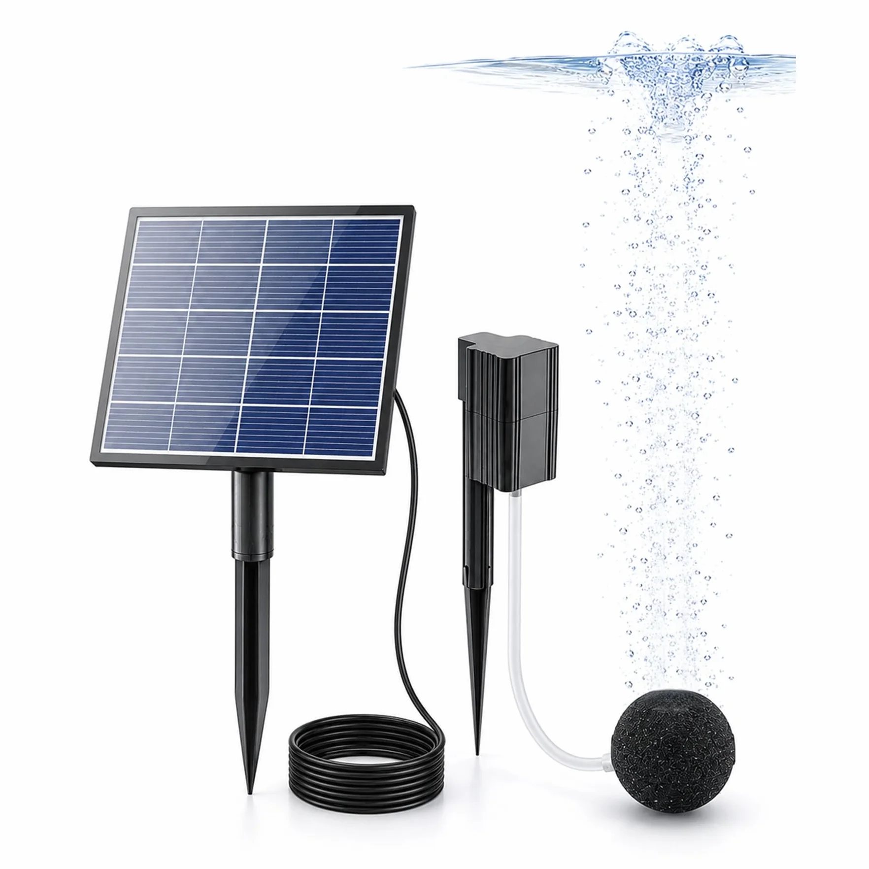 Solarny napowietrzacz stawu z pompą powietrza, pompa tlenowa 2,5 W, do użytku na zewnątrz, cichy przenośny napowietrzacz do akwarium, stawu ogrodowego i fontanny