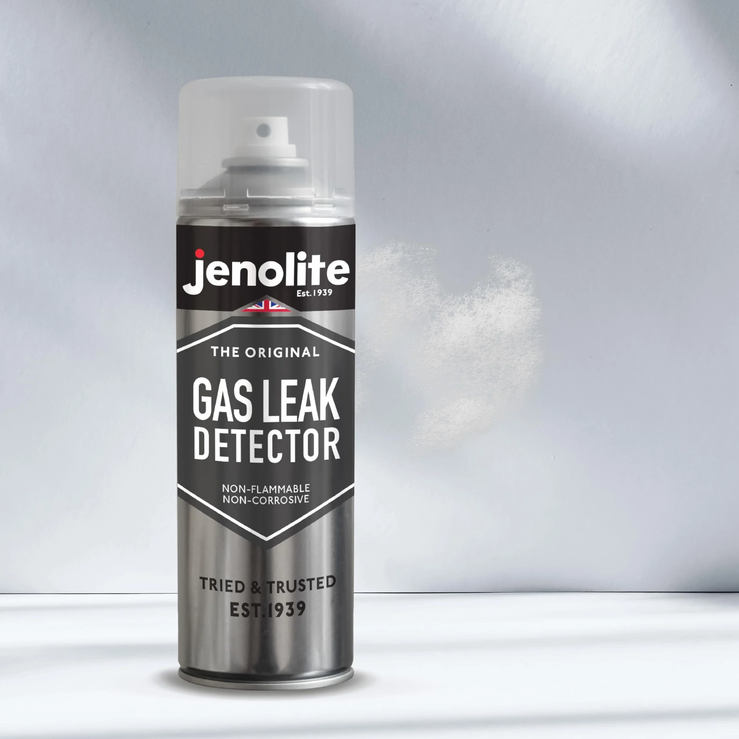 JENOLITE Spray do wykrywania wycieków gazu, 400 ml, niepalny i niekorozyjny, wykrywa wycieki w ogrzewaniu, kanalizacji, klimatyzacji i nie tylko, certyfikat DVGW