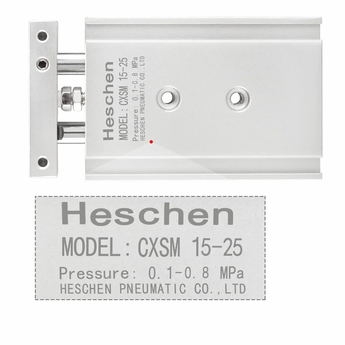 Heschen podwójny aluminiowy cylinder powietrzny CXSM 15-25 prowadnica pręt płytka podwójny pręt prowadnica pneumatyczne łożysko ślizgowe amortyzowane otwór 15 mm 25 mm skokowe podwójne działanie