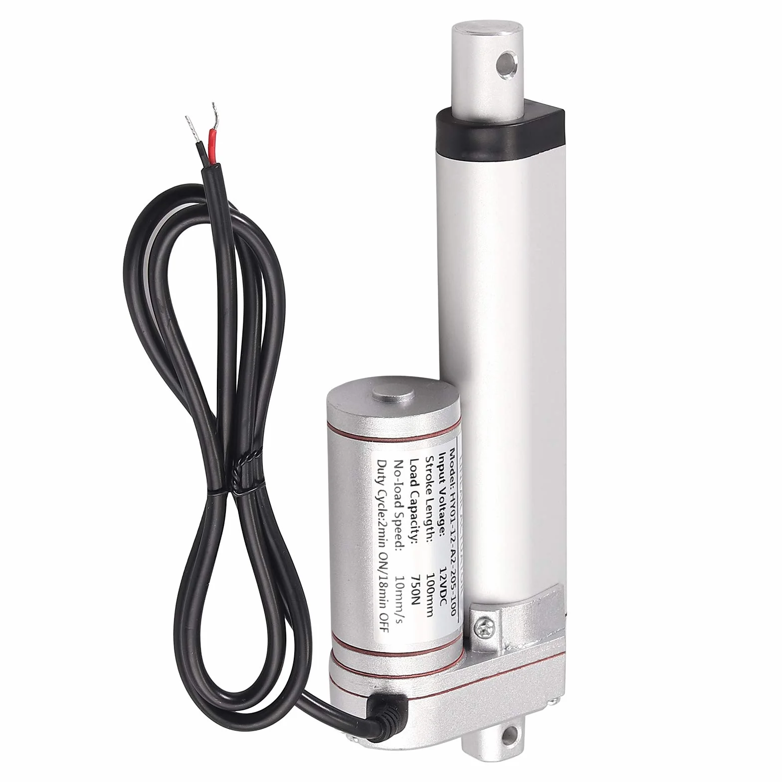 AUTOUTLET Silnik liniowy, napęd regulacyjny, otwieracz bramy, silnik liniowy DC 12 V, 750 N, 100 mm, 10 mm/s, elektryczny cylinder silnik prądu stałego z uchwytem 2 x, do mebli samochodowych itp.,