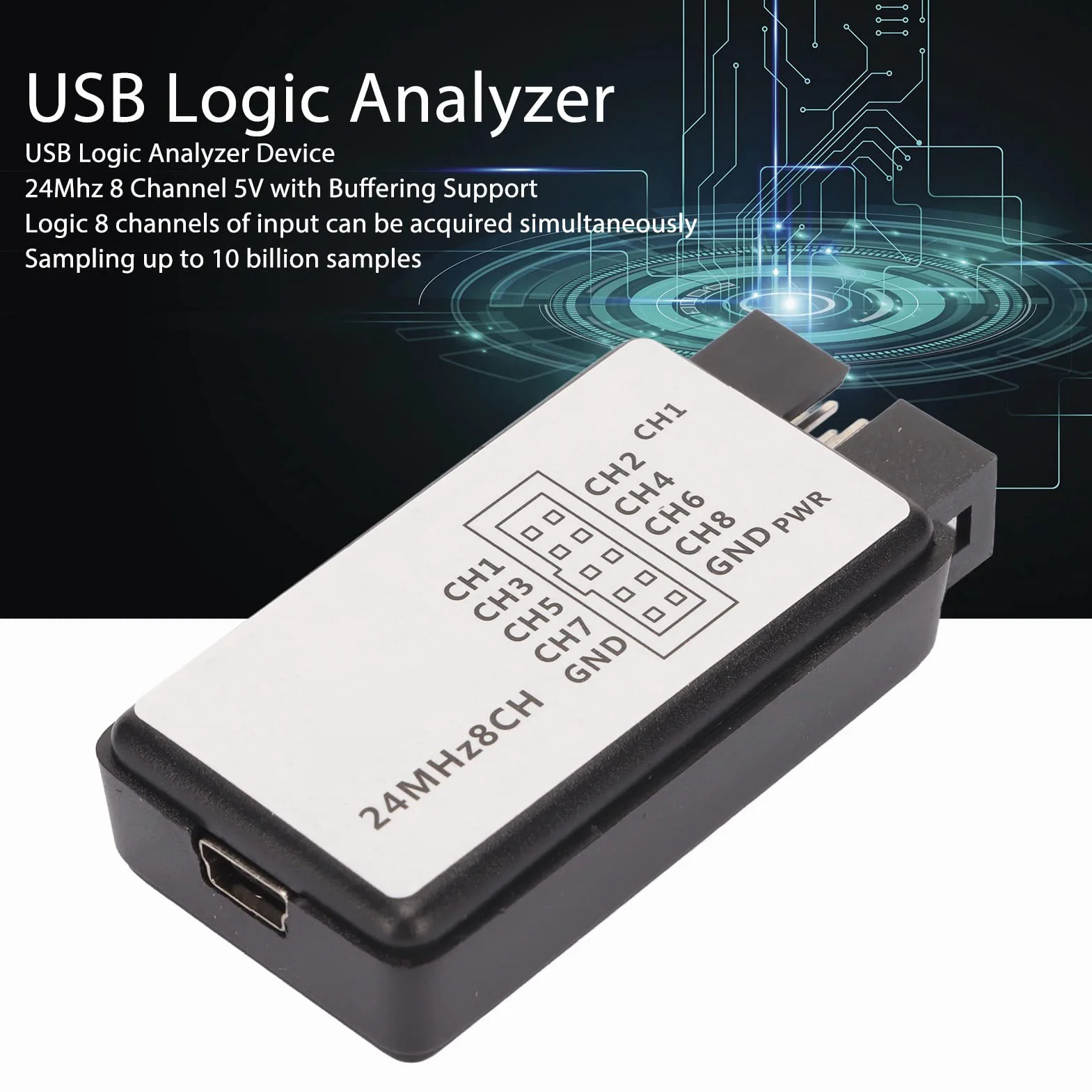 8-kanałowy Analizator Stanów Logicznych 24MHz USB 10 Miliardów Próbek z Buforowaniem