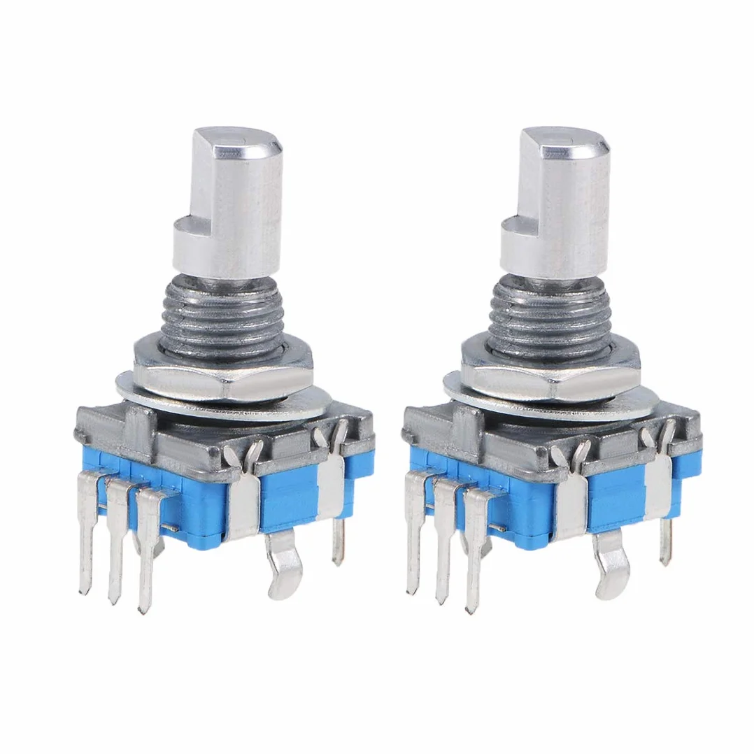 sourcing map Enkoder obrotowy 360 stopni Przełącznik kodu Potencjometr cyfrowy EC11 7-pinowy 15mm D-Shaft 2szt