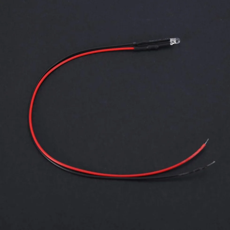10 sztuk Czerwona Dioda LED 3mm 12V 0,06W z Przewodem 20cm Do Montażu i Naprawy w Zabawkach Samochodowych dla Dzieci