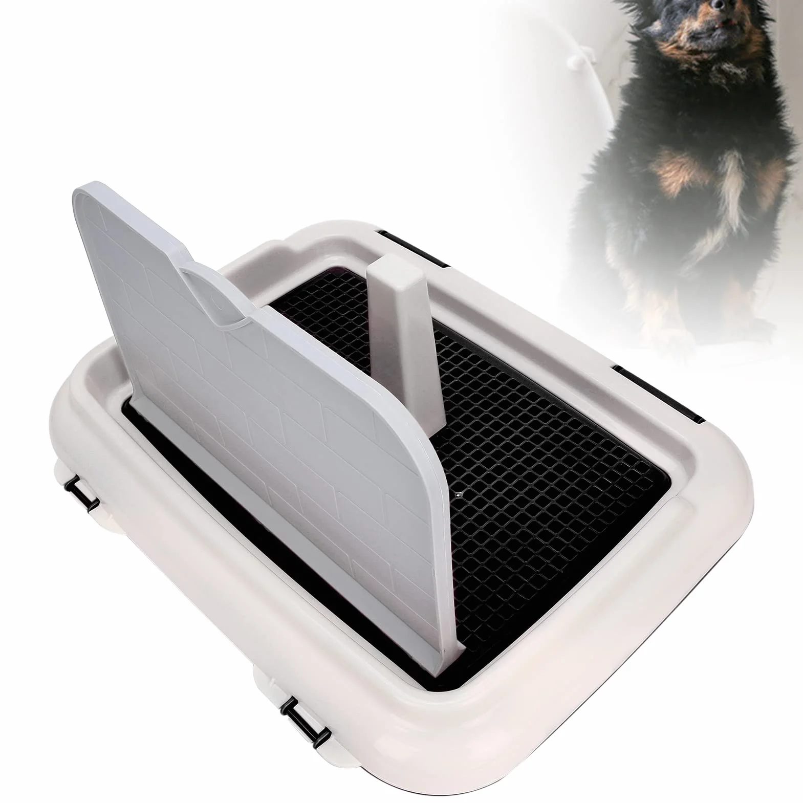Podkładka pod toaletę dla psa, taca na nocnik V z 1 X toaletą dla psa do toalety dla psa(black)