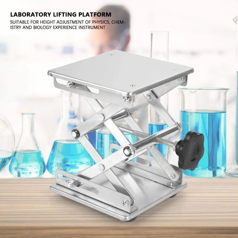 6" nożyczki laboratoryjne podnośnik platformy ze stali nierdzewnej uchwyt do podnośnika/składana ochrona stołu 150 x 150 x 250 mm do eksperymentu naukowego