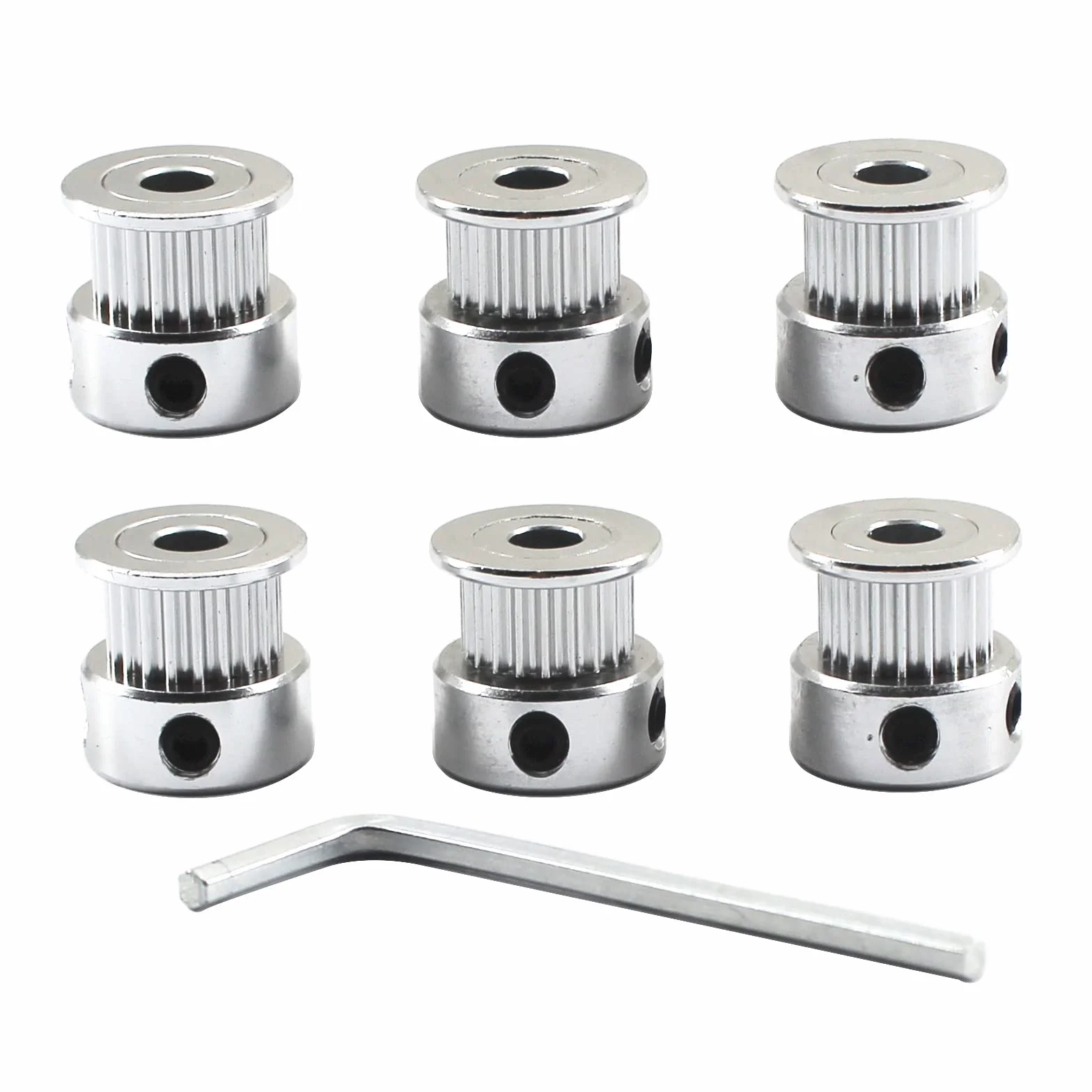 Aluminiowy zestaw pasków rozrządu GT2 20 zębów 4 mm otwór synchroniczne koło rozrządu i klucz M3 do drukarki 3D, 6 sztuk