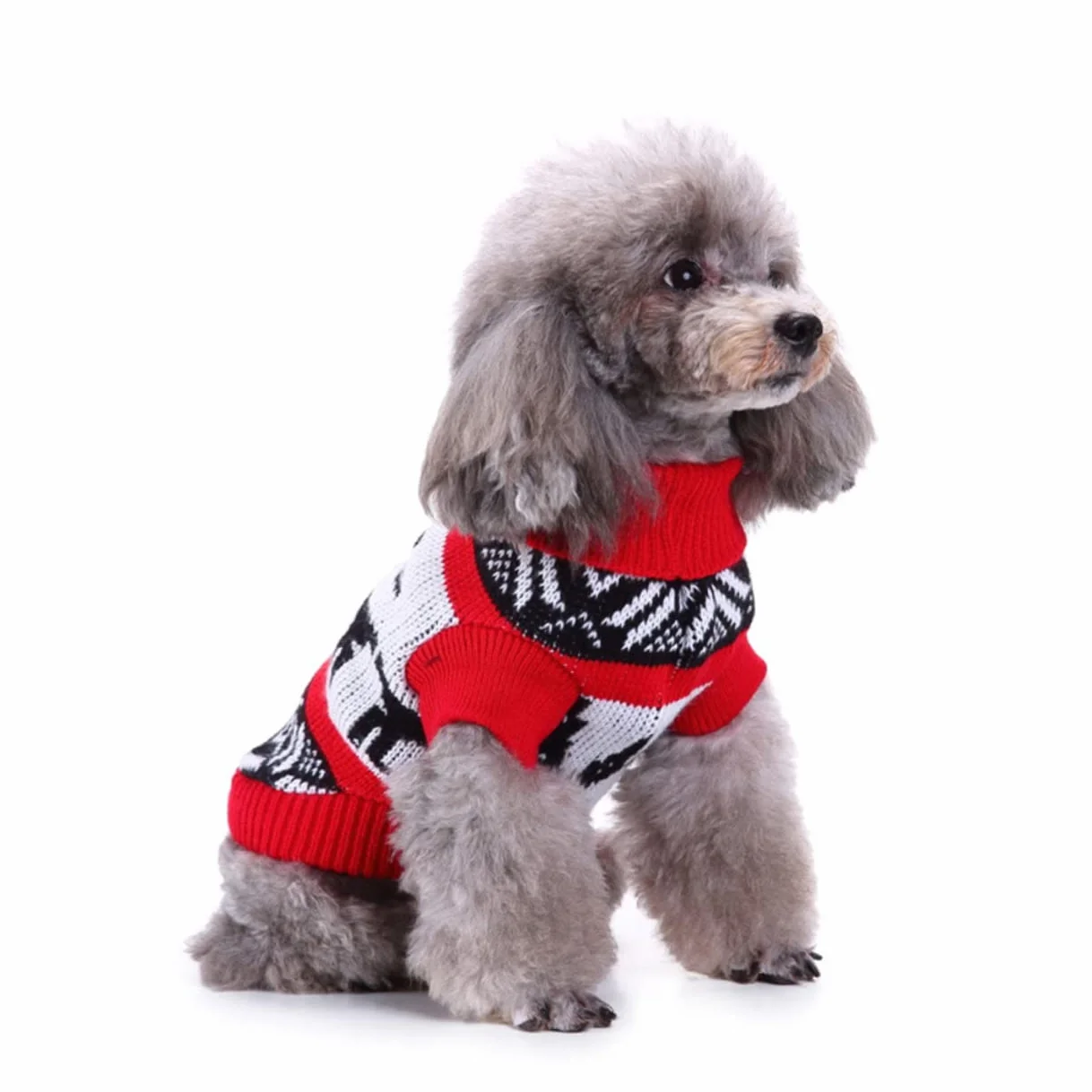 ORFOFE Sweter Dla Psa z Turtleneckiem Motyw Świąteczny Czerwony Sweter Zimę Xl Idealny Festiwale i Imprezy z Pupilem Wygodny i Łatwy Praniu Doskonały Świąteczne Zdjęcia