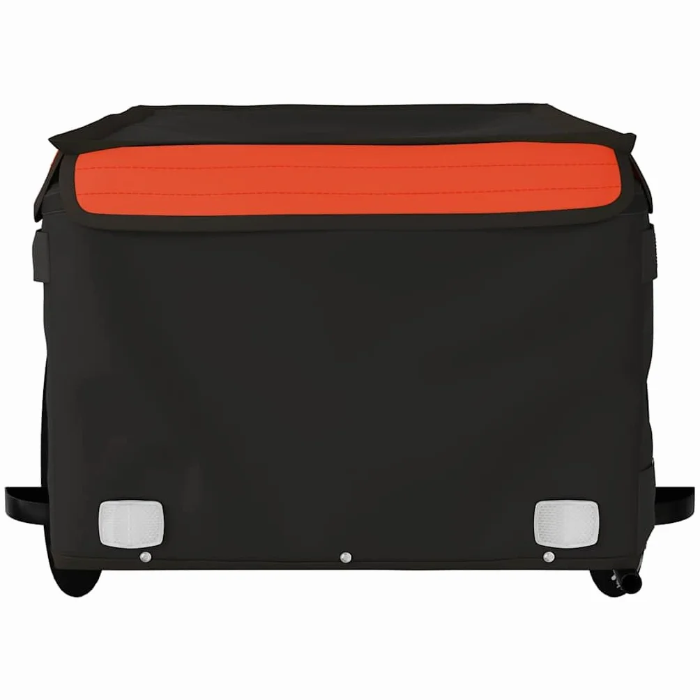 Przyczepa rowerowa, czarna i pomarańczowa, z żelaza, udźwig, 120 x 54 x, flaga bezpieczeństwa, składana, do transportu bagażu, psa, dzieci i wycieczek na świeżym powietrzu