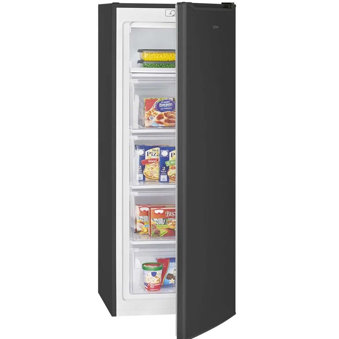 Zamrażarka Bomann® 143 cm, Komora zamrażarki 4-gwiazdkowa, Zakres temperatur: ≤ -18°C, Cicha zamrażarka (40 dB), Odwracalne zawiasy drzwi, Duża zamrażarka, Zamrażarka 168 l