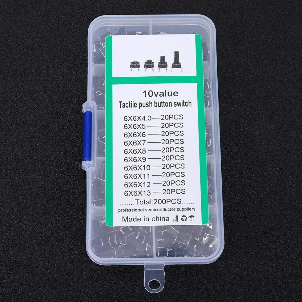 Tact Switch Kit 52 części przełączników dotykowych Micro-Momentary 10W zestaw akcesoriów przemysłowych