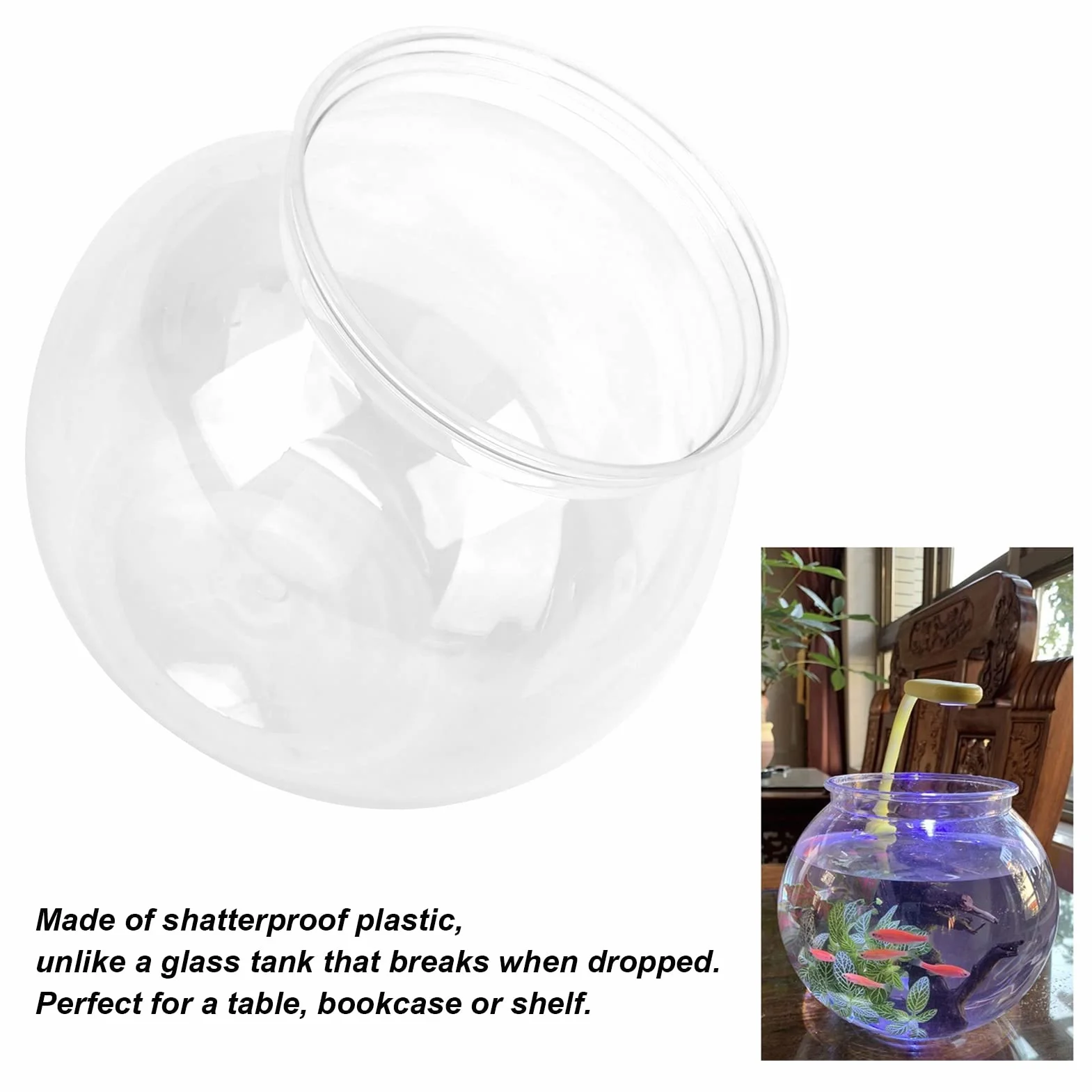 Mini Zbiornik na Ryby, Klasyczna Miska na Ryby w Stylu Bębna, Przezroczysta Plastikowa Okrągła Miska, Akwarium Widok 360°, Centralny Element Akwarium lub Terrarium