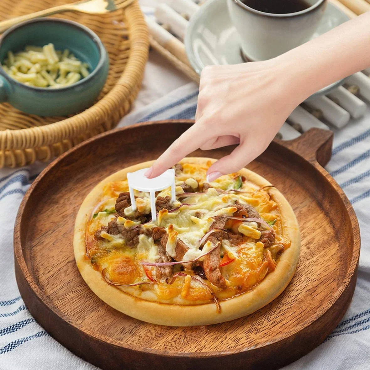 LATRAT 100 sztuk elementów dystansowych do kubków do pizzy, tworzywo sztuczne, przekładki dystansowe do pizzy, pokrywki do pizzy, stojak oszczędny, tworzywo sztuczne, wsparcie do restauracji, pudełek