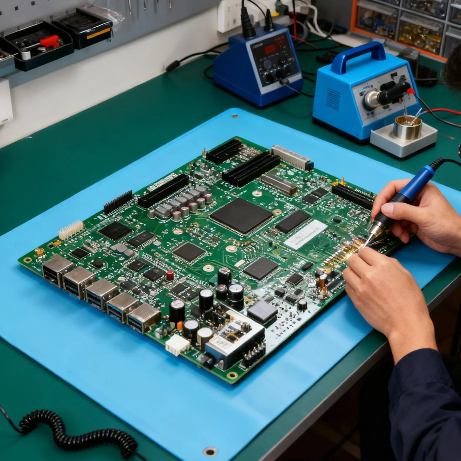 Greensen Mat Antystatyczny, Mata ESD do Naprawy Elektroniki, Elastyczna Mata Robocza z z Kablem Uziemiającym 1,8 M, 67x51 Cm, Ochrona Elektroniczna do Budowy Komputerów PC