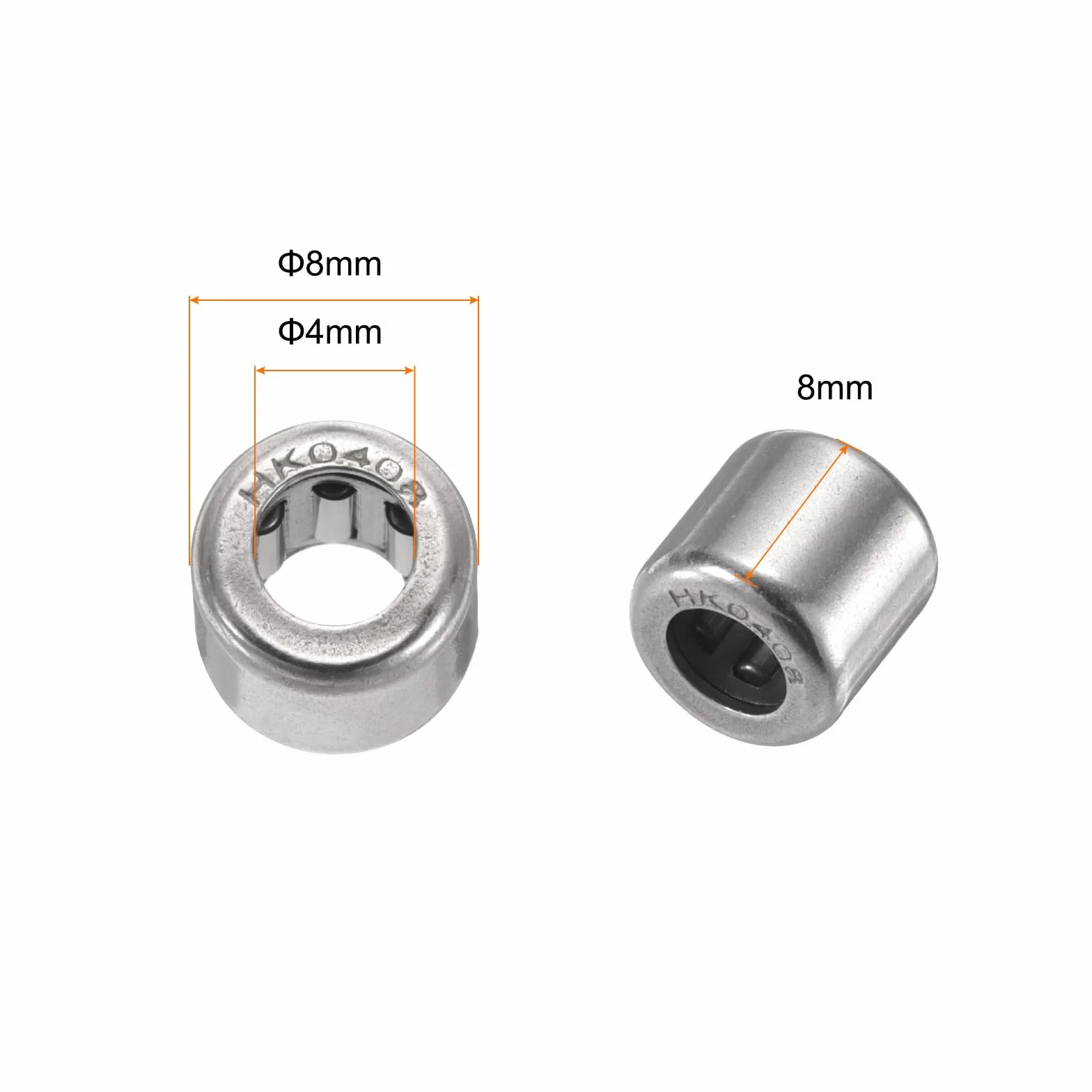 QUARKZMAN 5 szt. Łożyska toczne Hk0408 Łożysko jednokierunkowe 4 x 8 mm, łożysko ze stali odpornej na temperaturę