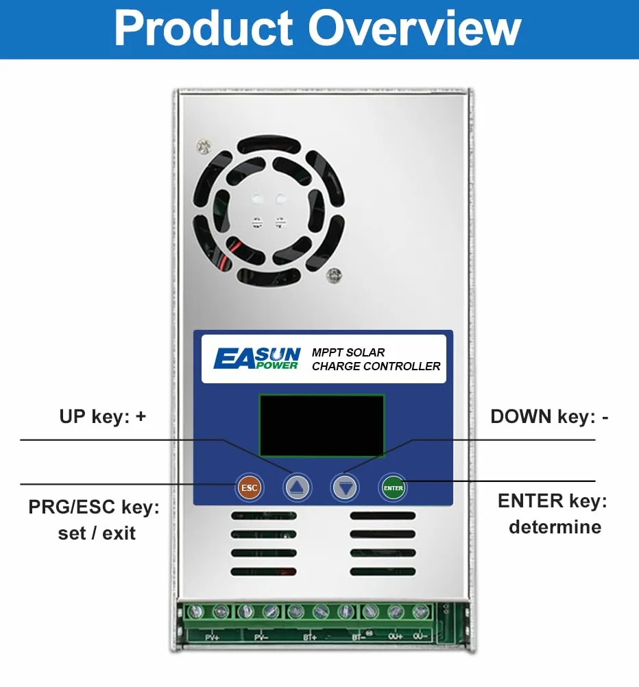 POWLAND 60 A mppt regulator ładowania 12 V 24 V 36 V 48 V Auto PV max 180 V, podświetlenie LCD, ładowanie słoneczne do baterii litowej GEL/SEL/FLD/USER (MPPT 6048)