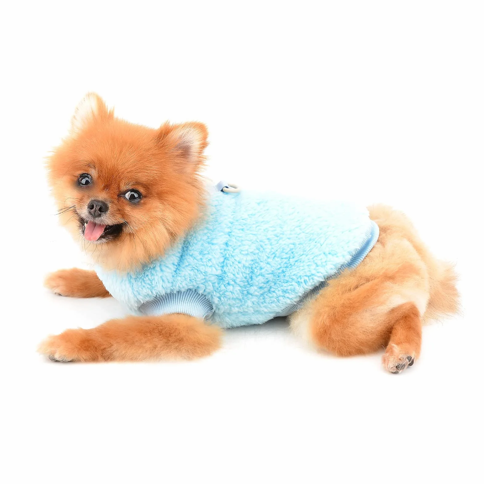 SMALLLEE_LUCKY_STORE Sweter polarowy typu sherpa kamizelka golf sweter z pierścieniem w kształcie litery D miękka bluza dla małych psów, kotów, szczeniaków, chłopców, dziewcząt, yorki, chihuahua,