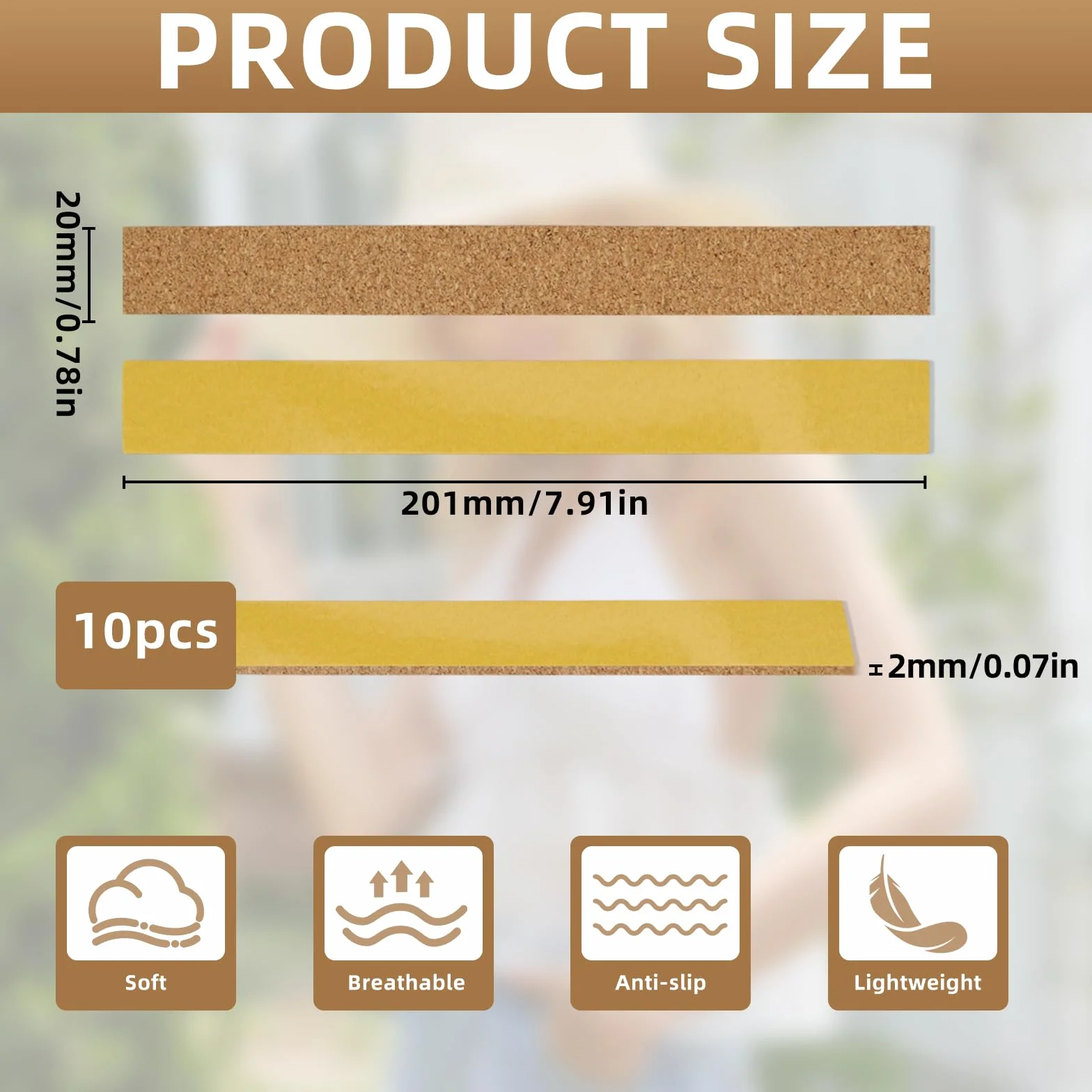 Korkowe paski do kapelusza 200x20x2 mm taśma do zmniejszania rozmiaru