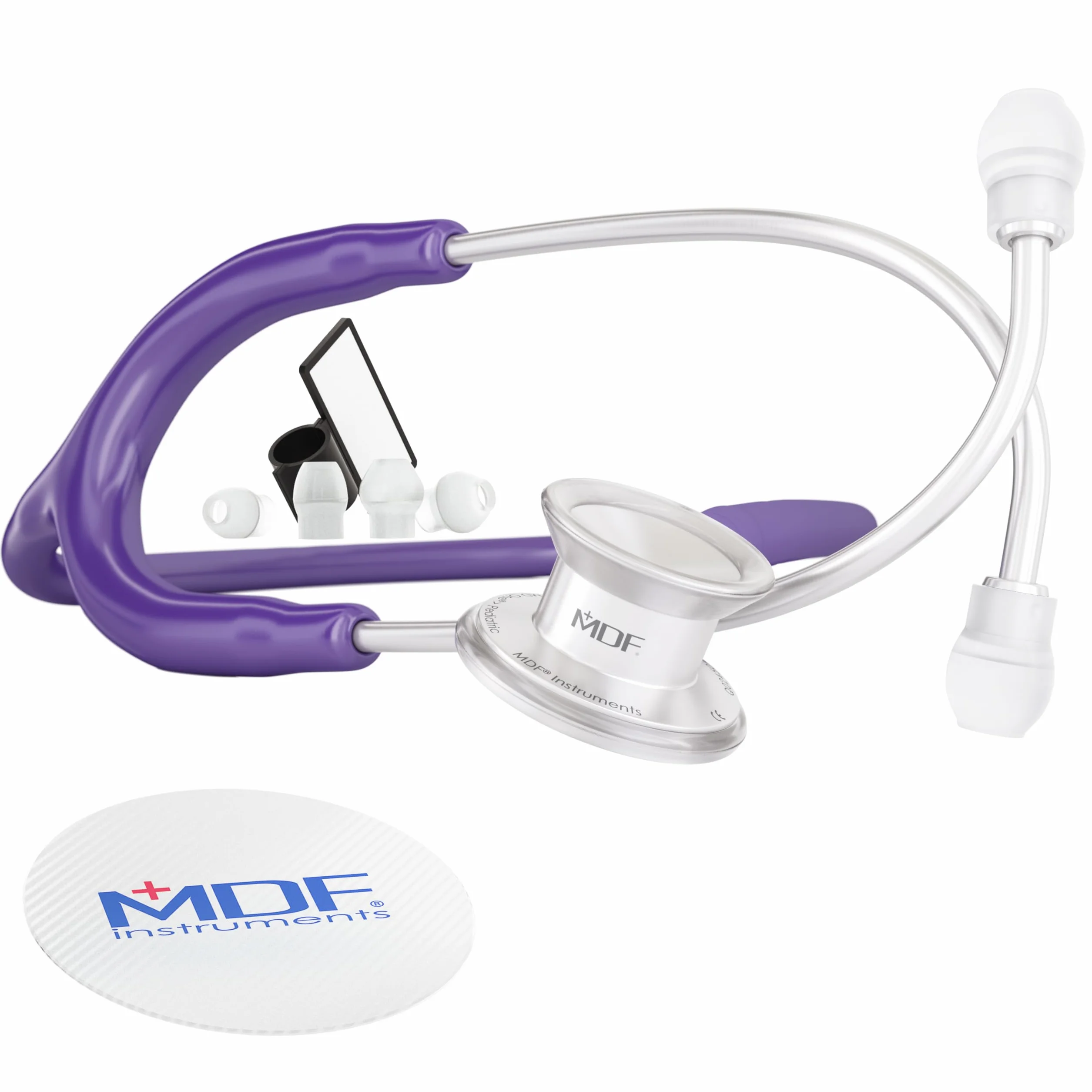 MDF® MD One® Premium dwugłowicowy stetoskop pediatryczny ze stali nierdzewnej - bezpłatne części na całe życie i gwarancja produktu - fioletowy (MDF777C-08)