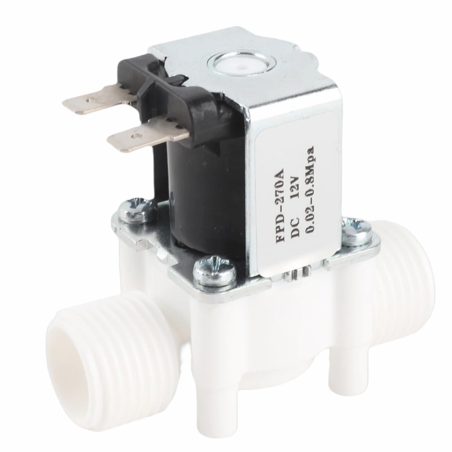 -270A G1 / 2 "NC/Normalnie Zamknięty Elektromagnetyczny Zawór Wodny, Plastikowy Elektryczny Zawór Elektromagnetyczny Wlotowy do Dozowania Wody DC12V