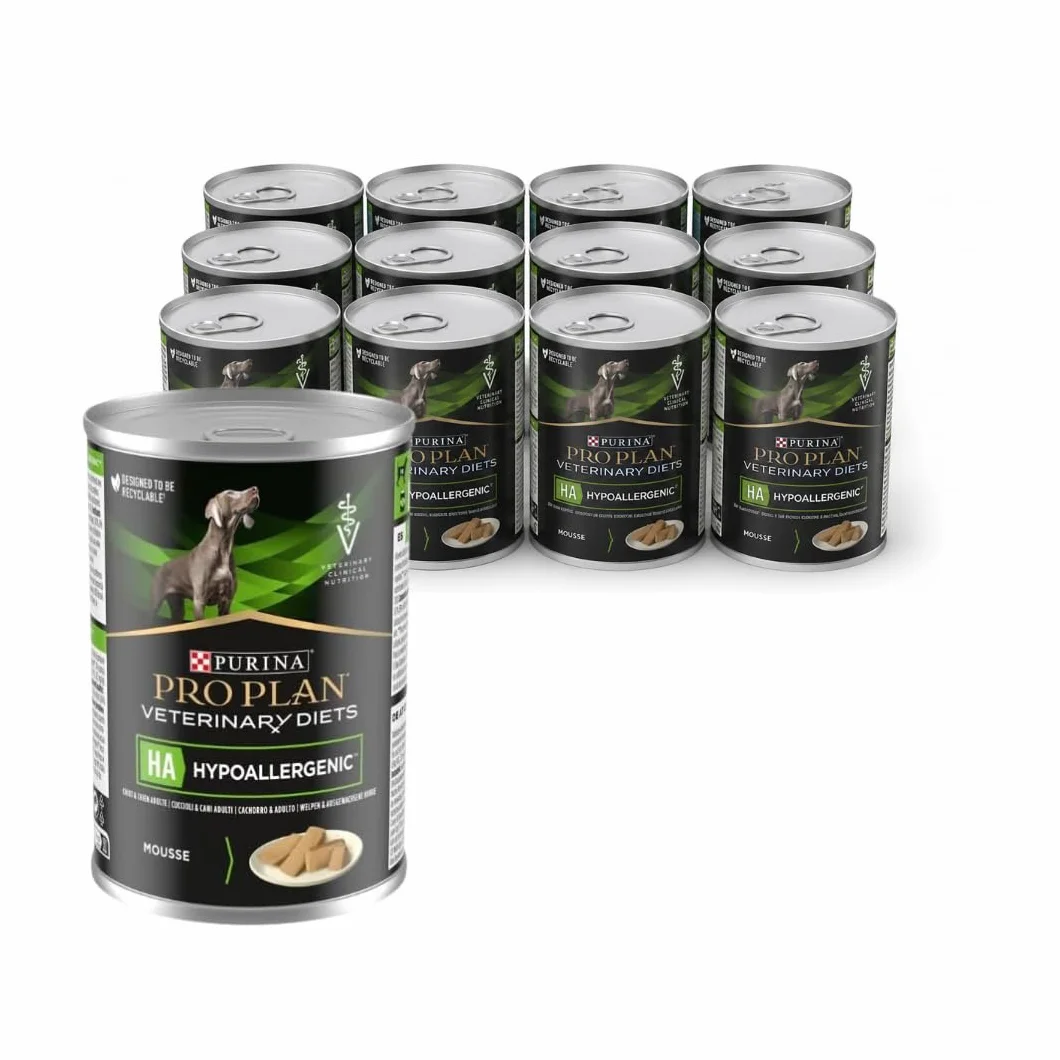 PURINA Pro Plan Veterinary Diets HA Hipoalergiczny | Opakowanie 12 x 400 g | Kompletna dieta dla szczeniąt i psów | Może przyczynić się do zmniejszenia nietolerancji pokarmowych