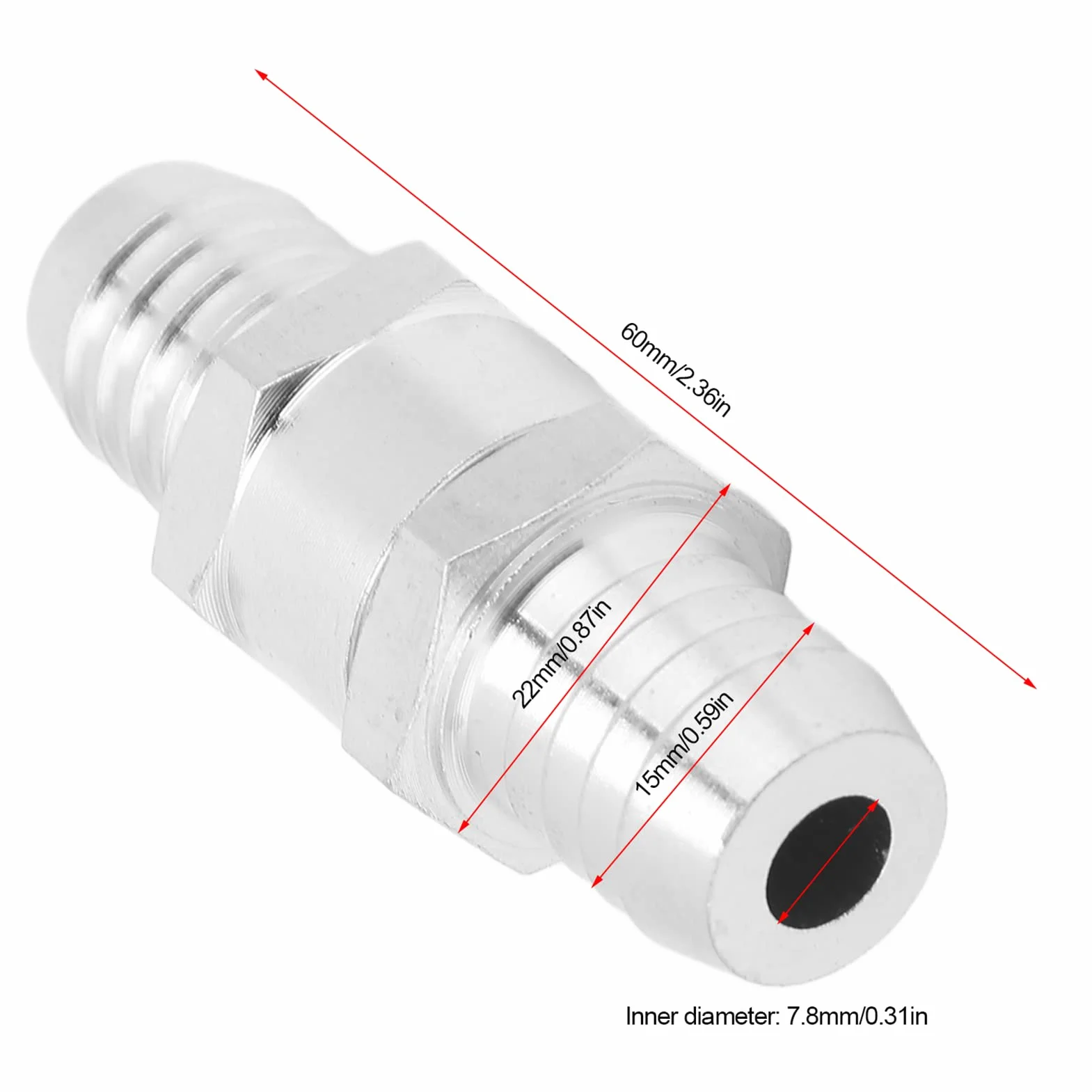Uniwersalny zawór zwrotny jednokierunkowy ze stopu aluminium do paliwa, oleju, benzyny i wody (16 mm)