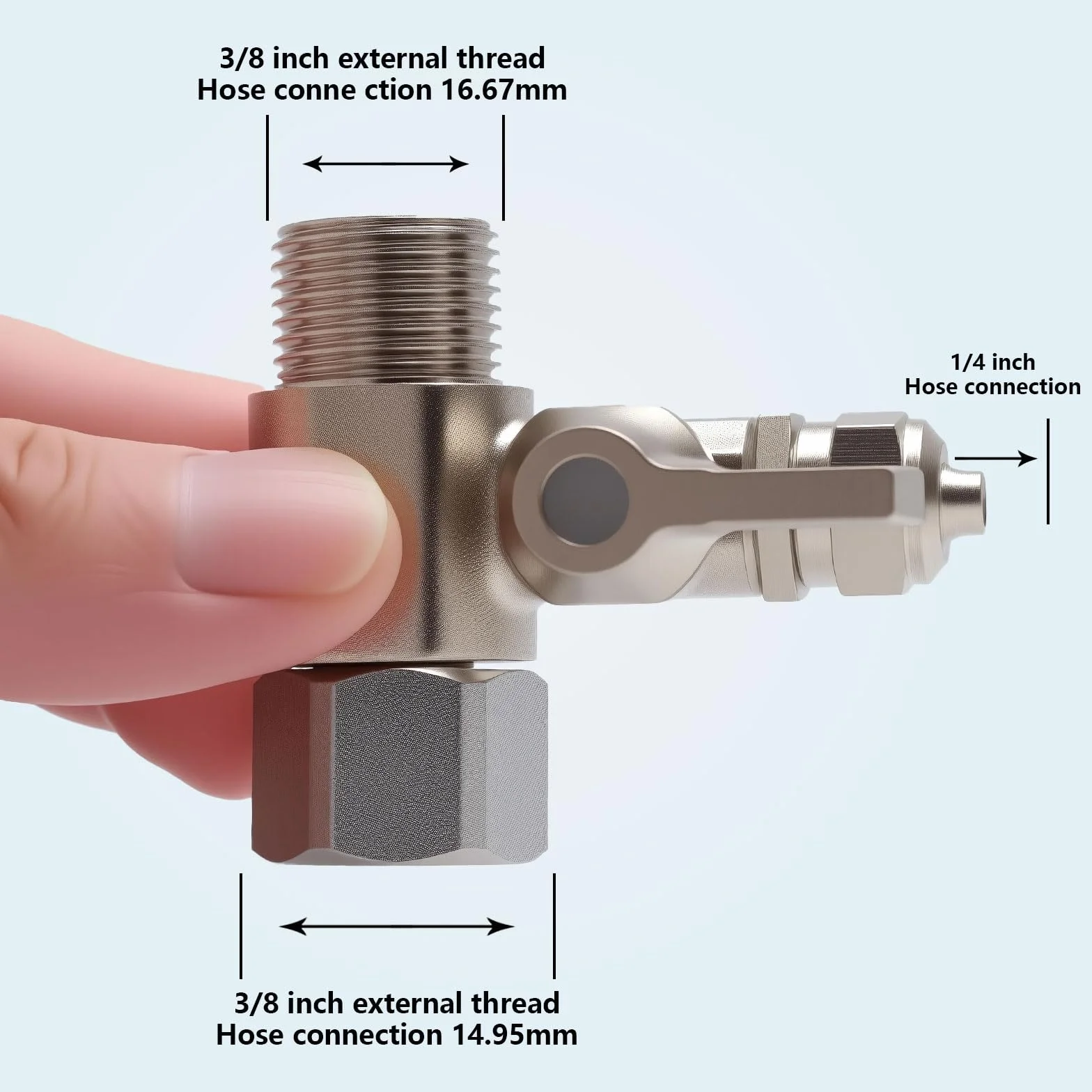 Przyłącze wody adapter trójnik, kurek odcinający, adapter trójnika 3/8x3/8x1/4" do podłączenia 2 urządzeń osmozy, adapte, przyłącze wody, adapter trójnik, wąż przyłącze wody