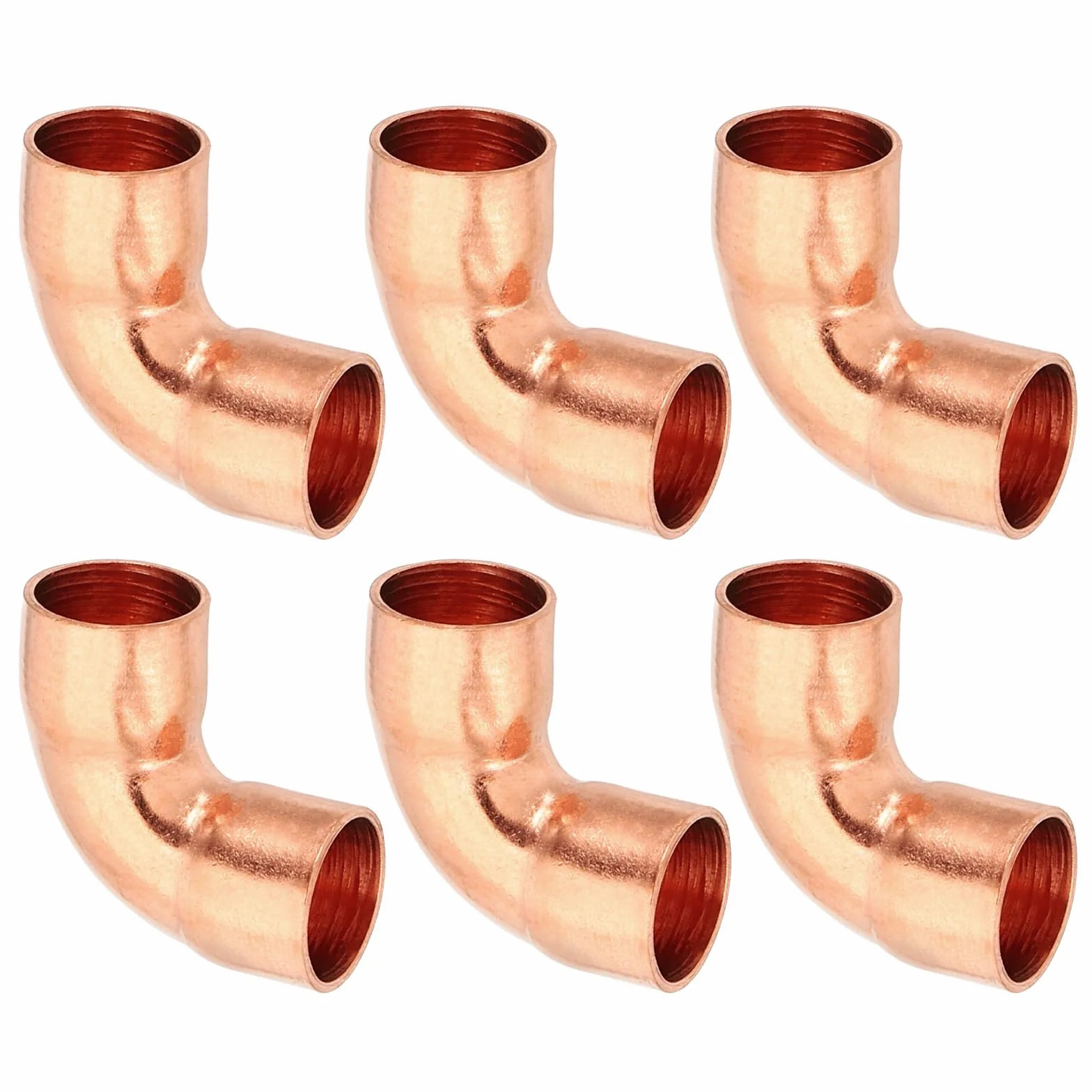 PATIKIL Kolano miedziane 3/8" ID o grubości 0,8mm, 6szt 99,9% czystej miedzi, złączka rurowa 90 stopni, krótki promień, złączka rurowa do lutowania na pot dla systemu chłodzenia HVAC