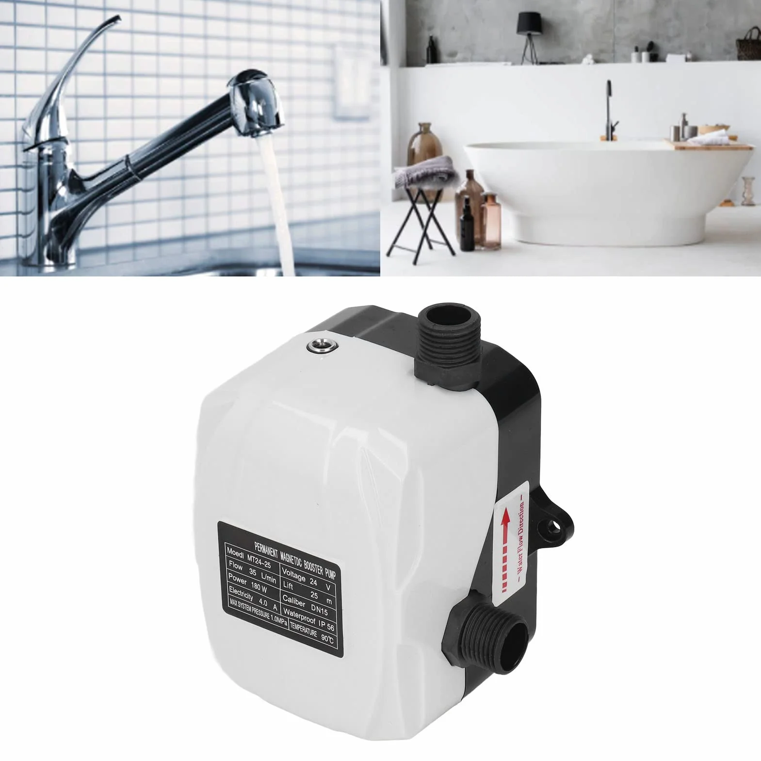 Pompa Wysokie Ciśnienie do Zlewu Kuchennego i Prysznicu Cicha Automatyczna Mosiężna 180W DC 24V AC 100-240V