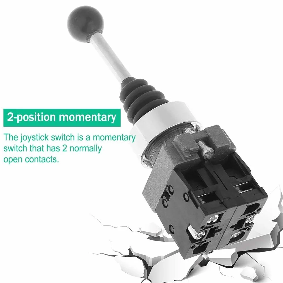 Joystick, przełącznik kołyskowy, 1 sztuka Xd2pa22cr 2no 2-pozycyjny, sprężynowy przełącznik typu joystick, 0~380 V Ac (50 Hz); 0~220 V DC