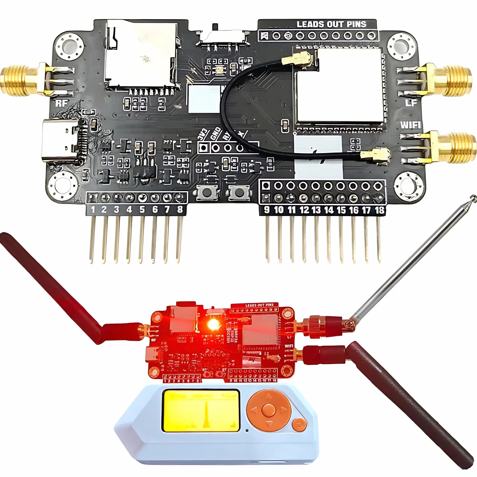 Flipper Zero moduł WiFi 2,4/5 GHz CC1101 NEF Sniffer Mousejacker płyta rozszerzeń