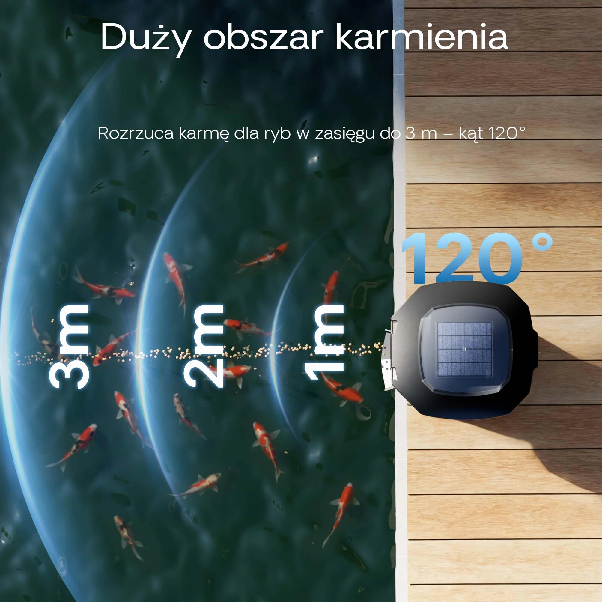 SunSun Automatyczny karmnik dla ryb CFF-212 z zasilaniem słonecznym, programowalny dozownik pokarmu dla rybek 12 l do oczek wodnych, stawów i hodowli
