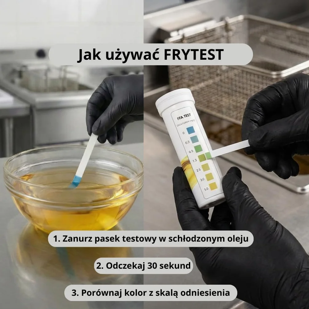 Paski Testowe Oleju do Frytury FFA – Kontrola Jakości Oleju do Gastronomii i Kuchni – HACCP – 100 Pasków – Produkcja Certyfikowana ISO 9001