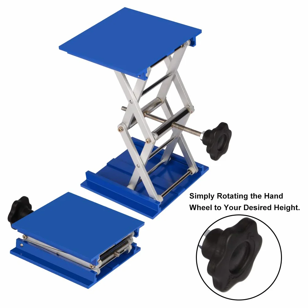 stonylab Gniazdo laboratoryjne 150 x 150 mm anodowane Alumunium Top Deck Laboratorium Podnośnik Podnośnik Lab Podnoszenie Stół Scissor Jack ze wspornikiem 10 kg, 63 do 260 mm