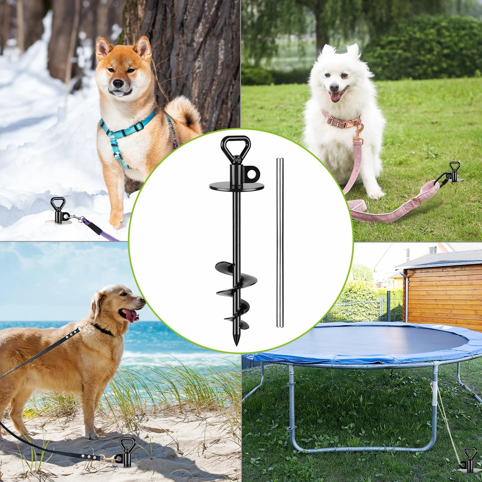 SELEWARE Dog Tie Out Stake Heavy Duty Ground Anchor-E