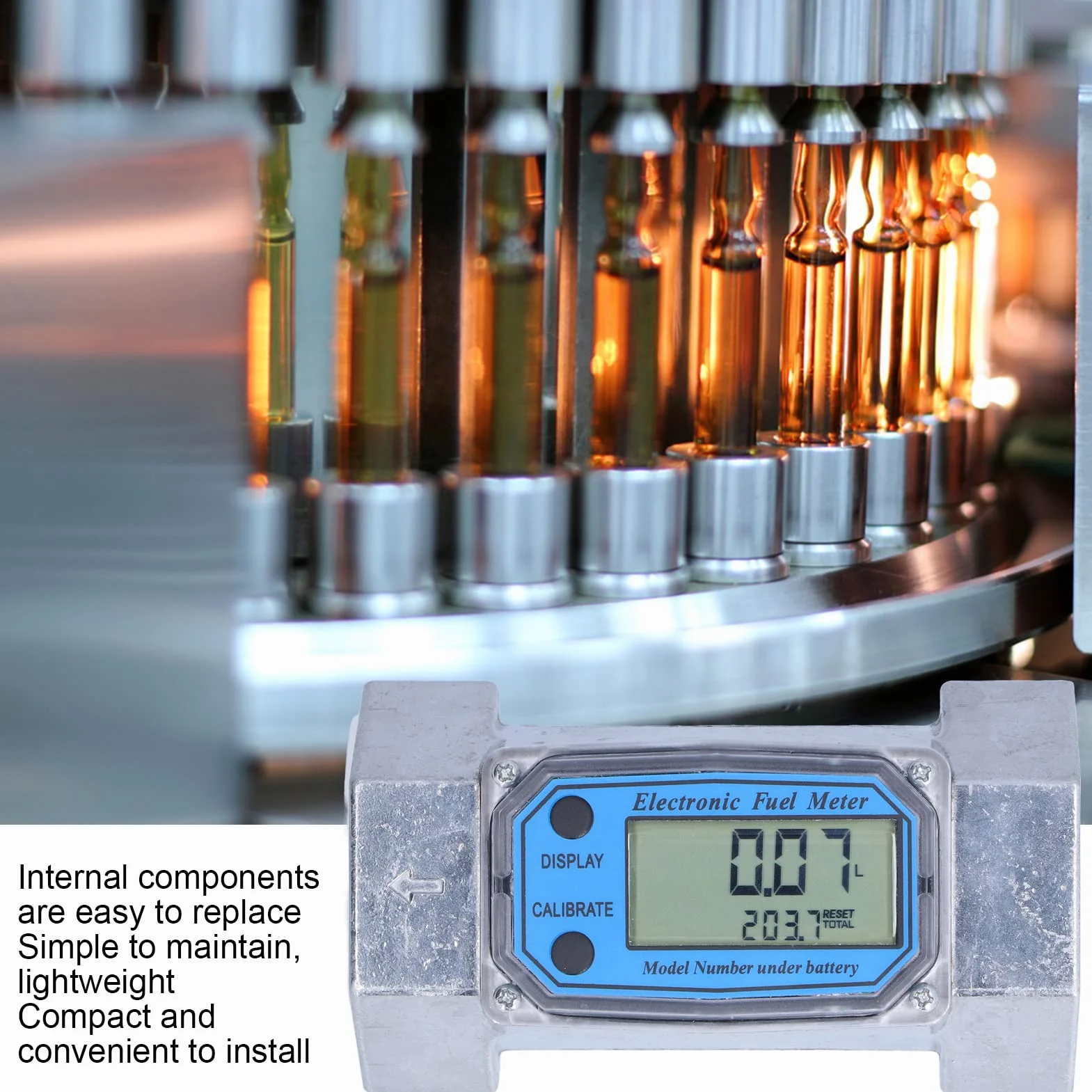 2-calowy Przepływomierz Turbinowy, od 35 do 200 L/min Elektroniczny Cyfrowy Przepływomierz Paliwa Płynnego Wody Gazowego 2,3 V-3,3 V LLW-50