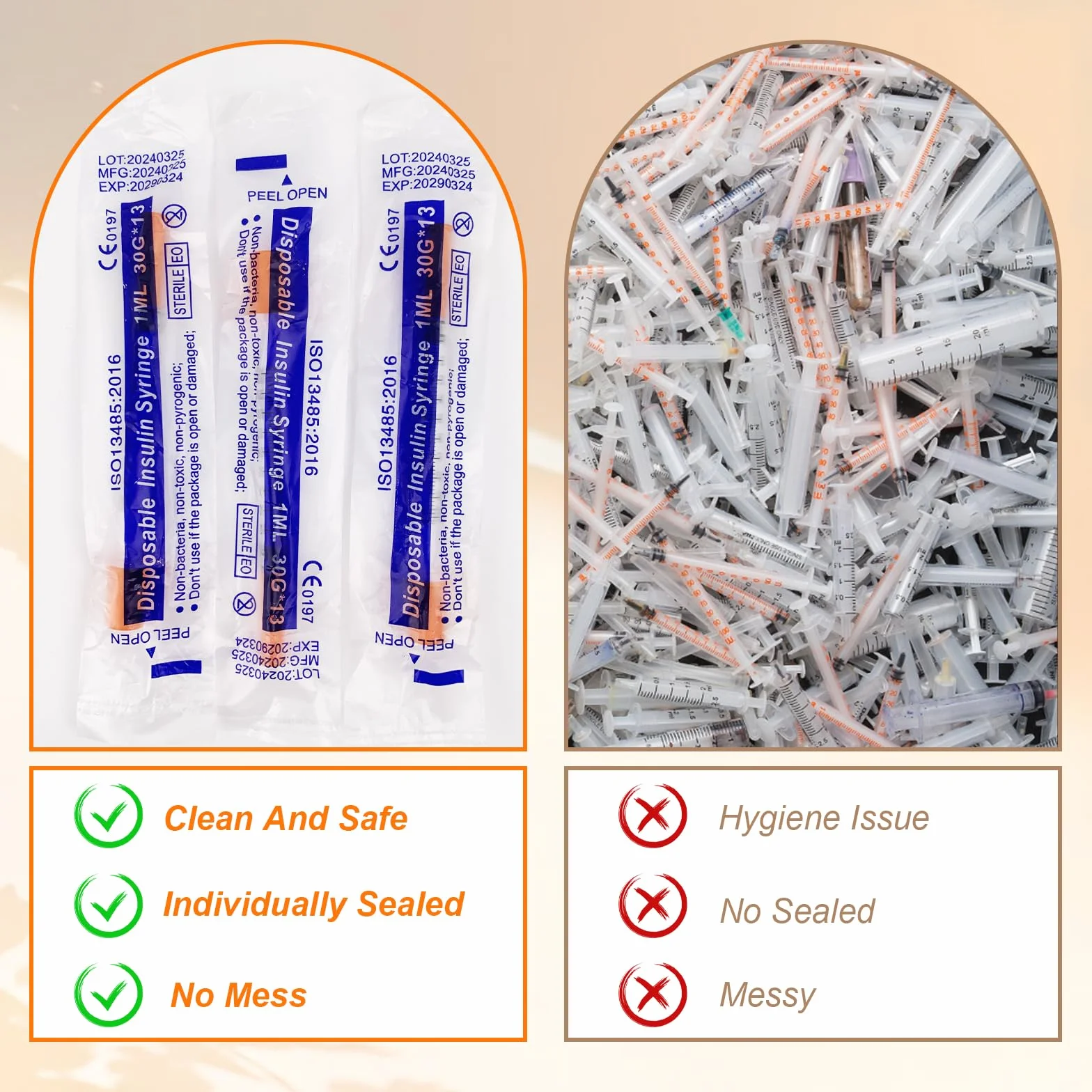 50 sztuk strzykawek 1 ml, 30 G-13 mm, sterylne strzykawki z tworzywa sztucznego z nasadkami, strzykawka z siarą, 1 ml, do karmienia małych zwierząt domowych, nawadniania roślin i przemysłowych