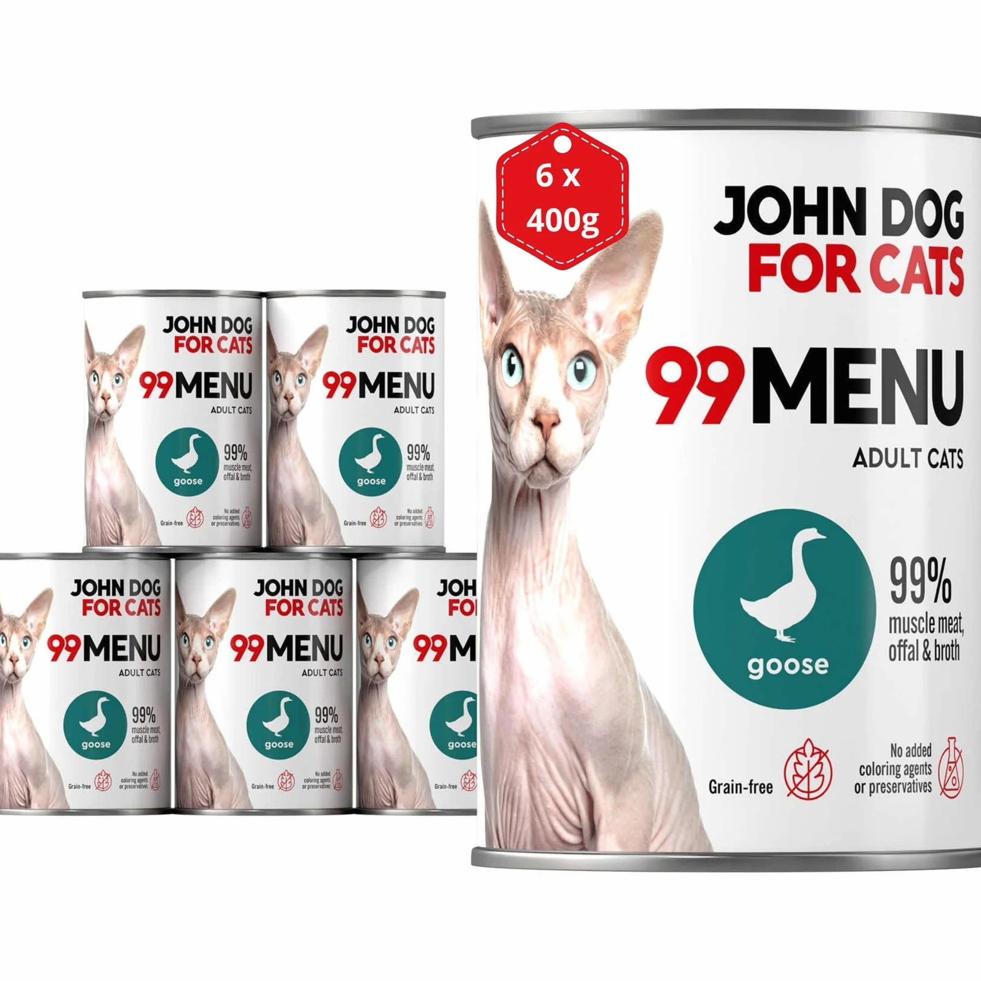 JOHN DOG KARMA MOKRA for Cats 99 MENU DOROSŁY GĘŚ 400g*6