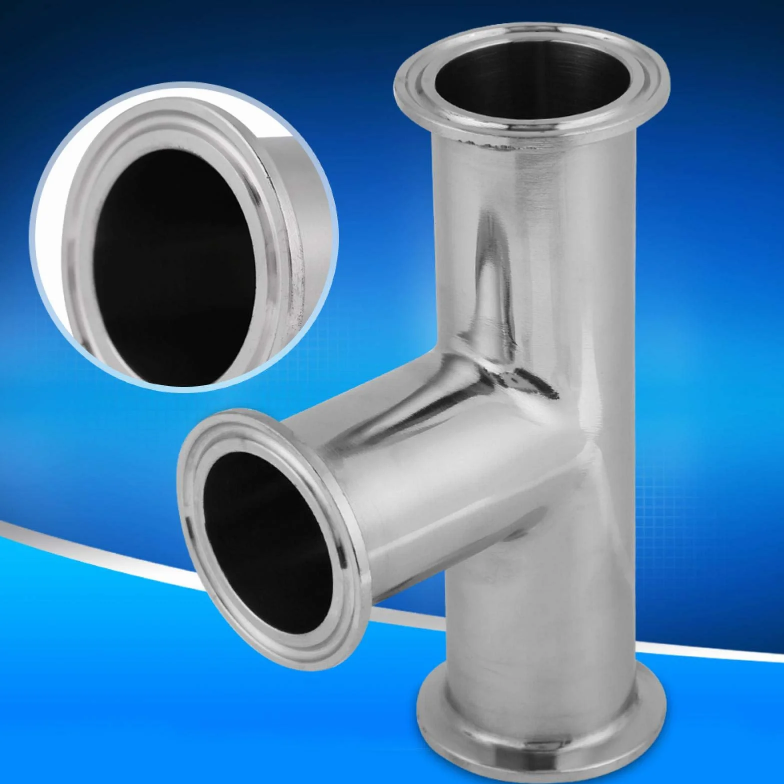 Trójnik zaciskowy 3-drożny ze stali nierdzewnej 38 × 1,5 mm Tri-Clamp