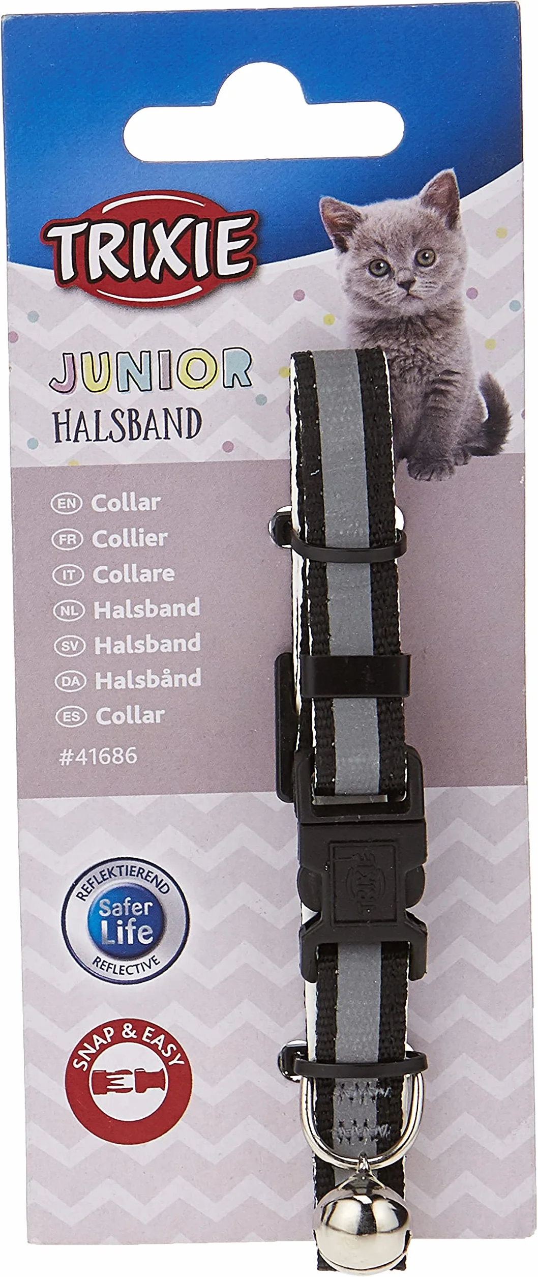 Trixie Kitten Nylon Collar, czarny/różowy/pomarańczowy/fioletowy (odblaskowy)