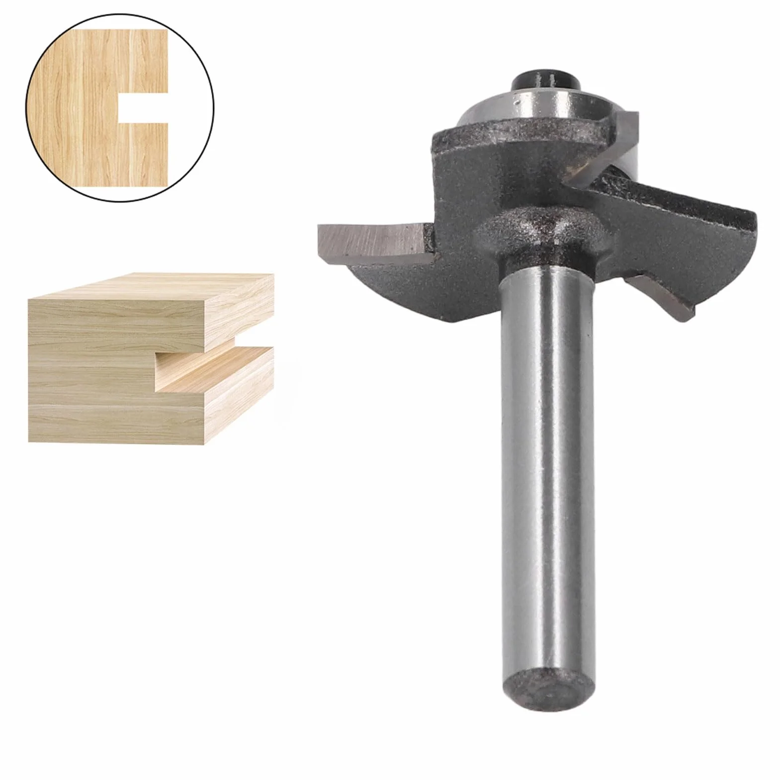 T Slot Router Bit,1/4in Shank 3/32in Cutting Height T Track Router Bit,3 Flute,with Bearing, for Plywood Slotting,Grooving,Rebating