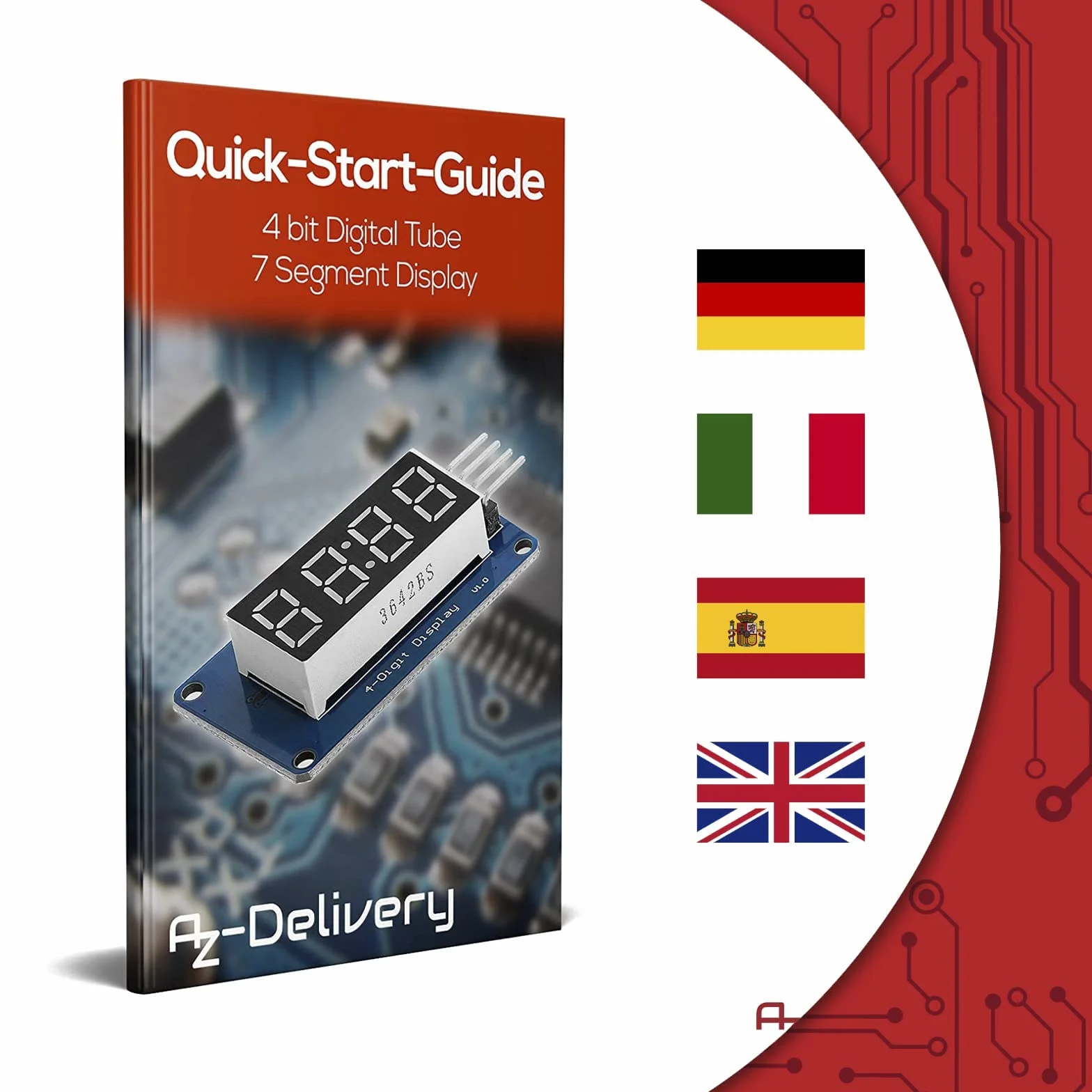 AZDelivery 4-Bit Digital Tube LED 7-segmentowy moduł wyświetlacza TM1637 kompatybilny z Arduino Raspberry Pi