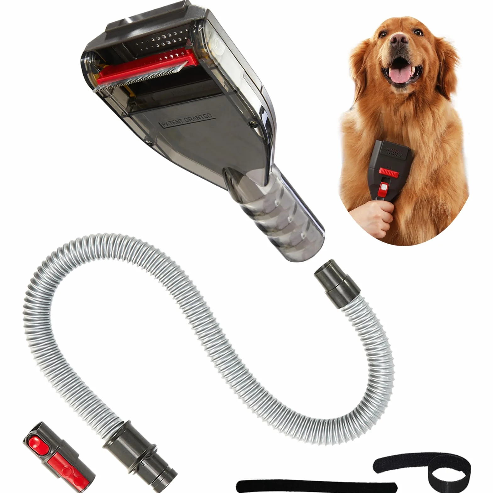 Zestaw szczotek do usuwania zwierząt domowych kompatybilny z Dyson V15 V11 V10 V8 V7 V6, nasadka próżniowa jako szczotka do pielęgnacji sierści kota i psa z wężem przedłużającym 1 m oraz