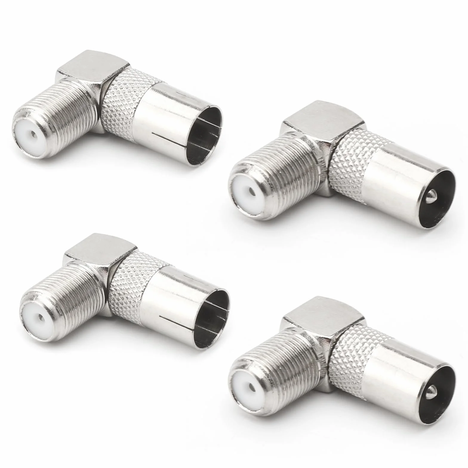 Adapter koncentryczny RF 90° gniazdo F do anteny telewizyjnej i satelitarnej