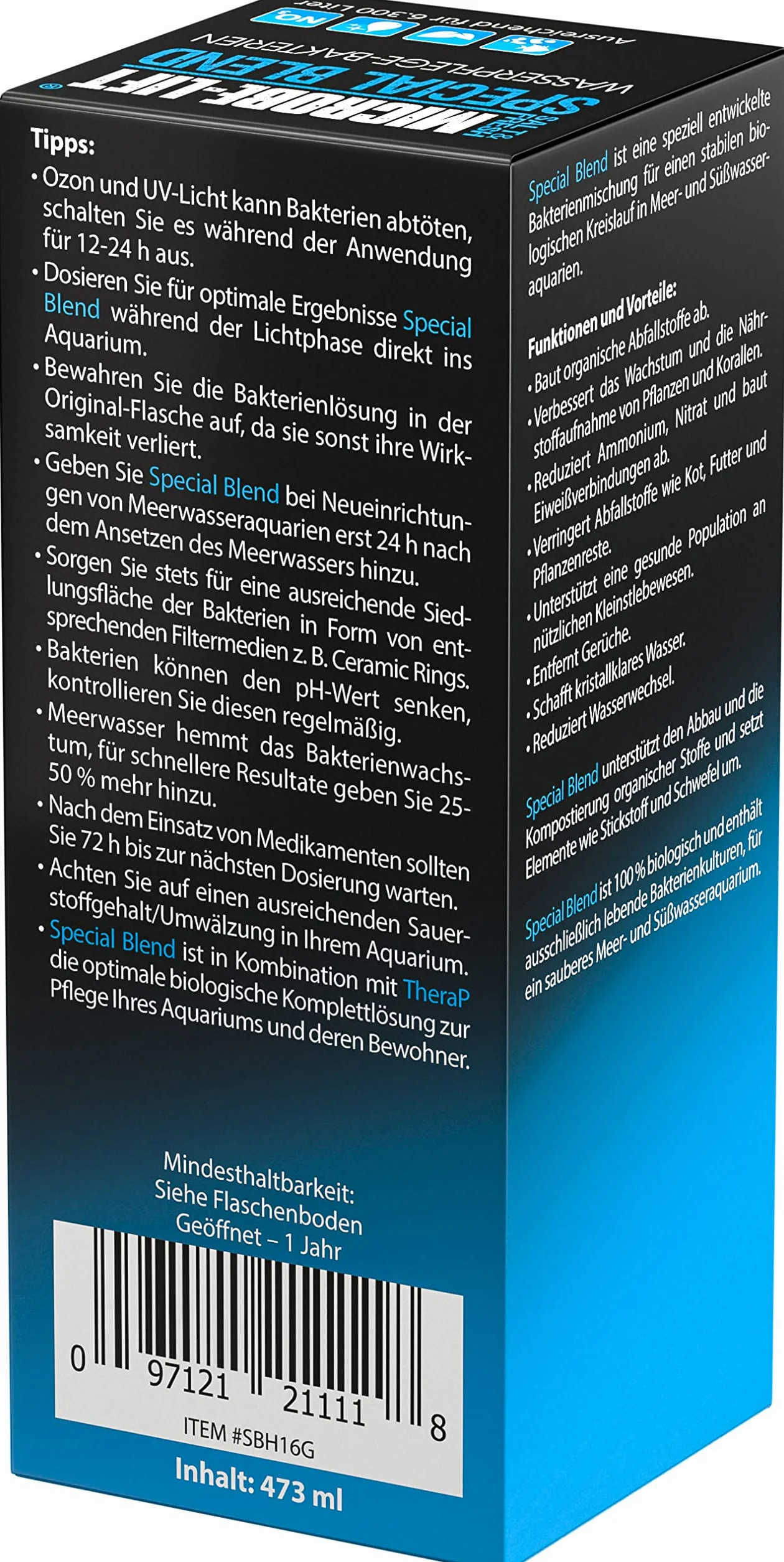 Microbe-Lift 9001-L Wysoce Aktywne Bakterie do Akwarium Wspomagają Redukcję Zanieczyszczeń Wody Słodkiej i Morskiej, 473 ml