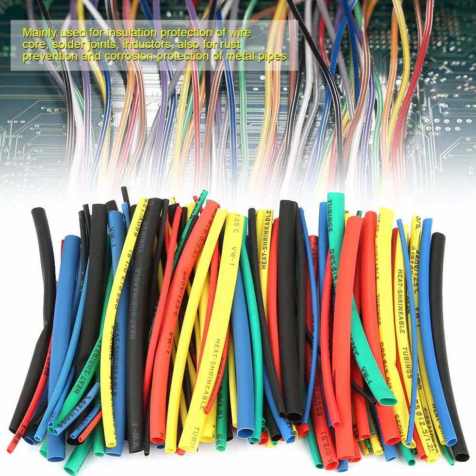 100 stücke Schrumpfschlauch Sortiment 5 Größen 5 Farbe 100mm Draht Kabel Isolierte Hülse Set