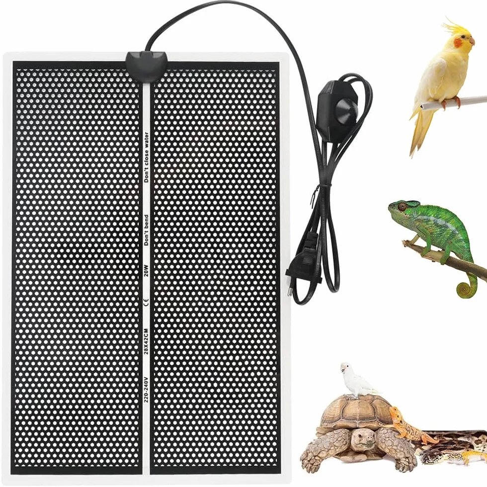 Mata grzewcza z gadami, 20 W, regulowana mata grzewcza dla gadów, mata grzewcza, terrarium dla żółwia, węża, jaszczurki, gekon (42 x 28 cm)