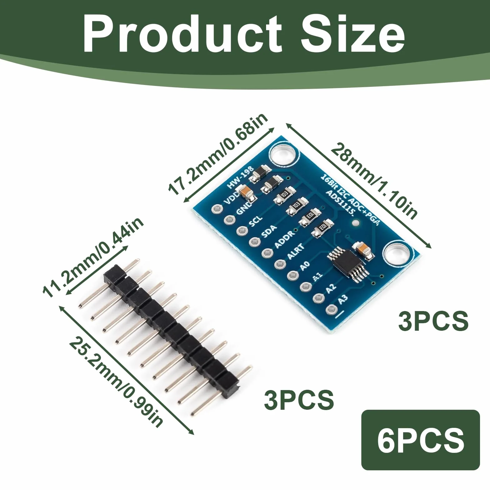 ADS1115 16-bitowy 4-kanałowy moduł I2C konwersja analogowo-cyfrowa 2.0-5.5V