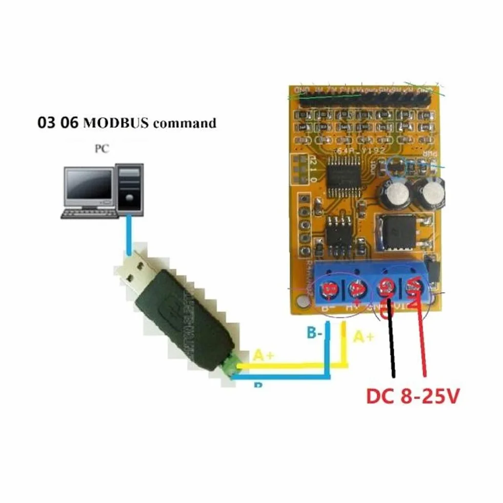 7-kanałowy Modbus RTU Analogowy Próbnik Napięcia z ADC, Funkcje 03 i 06, Moduł Wejścia Analogowego R4AVA07