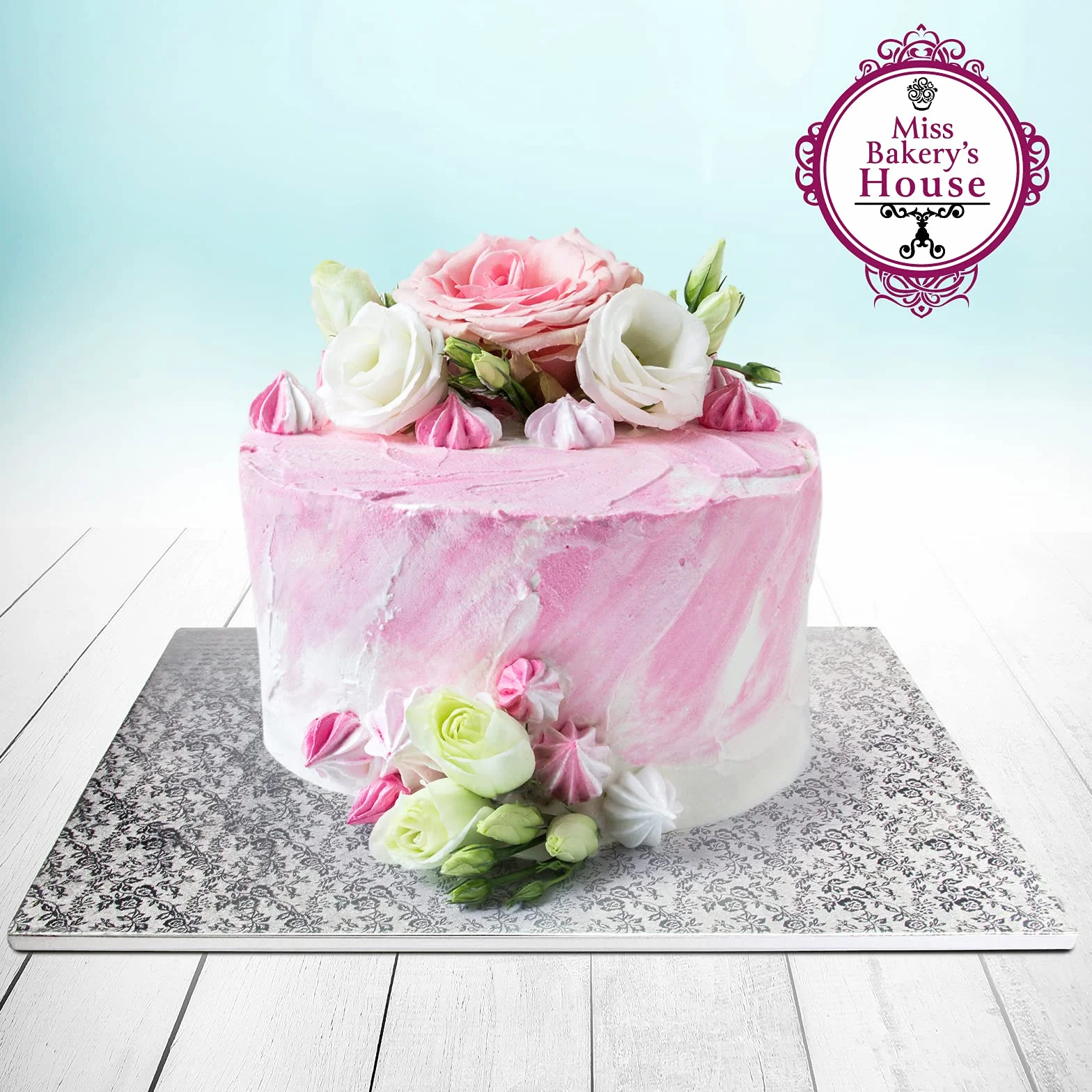 Miss Bakery's House® Cake Drum - Bęben do ciasta - 12 mm - 30x30 cm - srebrny - 5 sztuk - stojak na ciasto - talerz - gruby - mocny - powlekany - kwadratowy