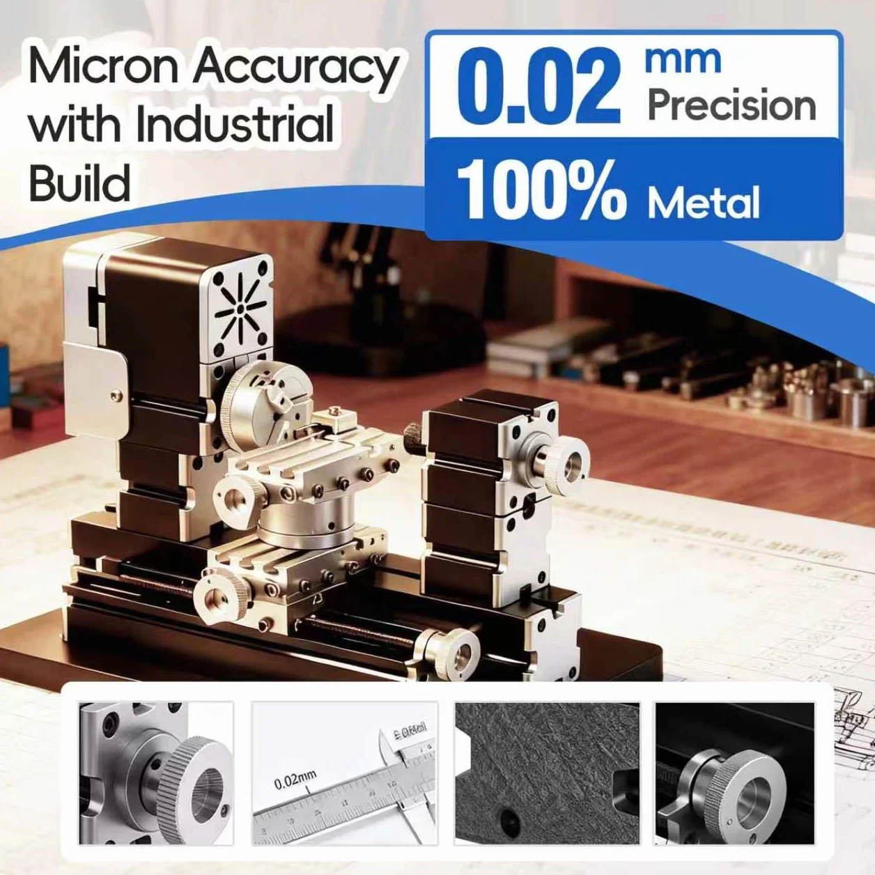 Wysoka moc 60W Mocny mini metalowy zestaw do majsterkowania 4-osiowa tokarka obrotowa z podstawą 12000 RPM do drewna, miękkich metali, plexiglassu, plastiku